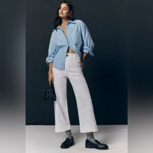 Anthropologie Maeve The Colette Crop Wide Leg Jeans in White- Still Full Price